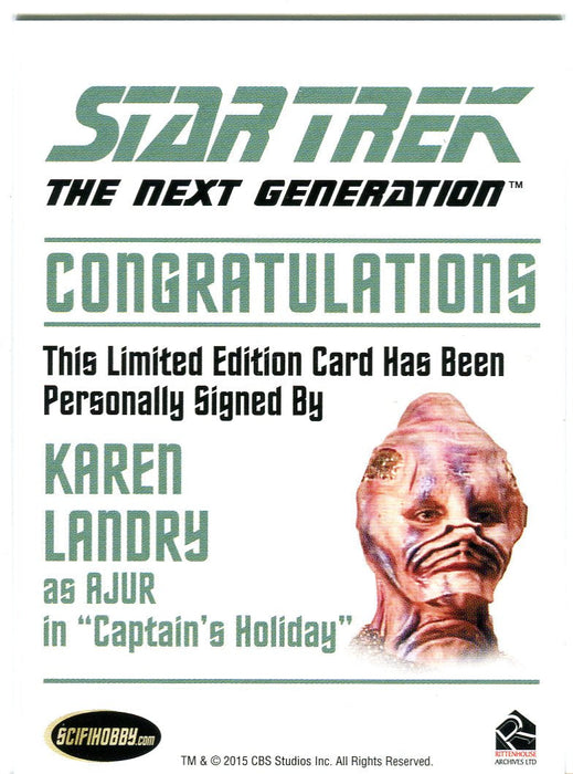 Star Trek TNG Portfolio Prints Autograph Card Karen Landry as Ajur   - TvMovieCards.com