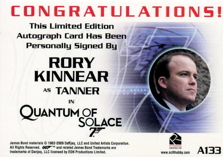 James Bond Heroes & Villains Rory Kinnear as Tanner Autograph Card A133   - TvMovieCards.com
