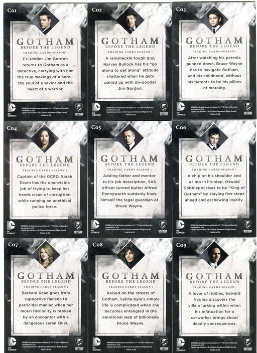 2016 Gotham Season 1 Silver Foil Parallel Character Bios Chase Card Set C01-C15   - TvMovieCards.com