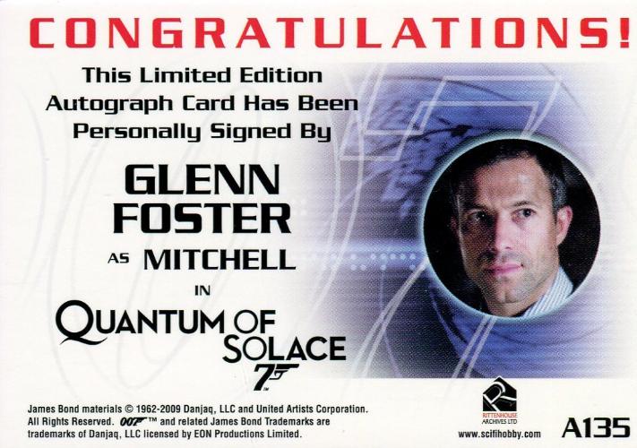 James Bond Heroes & Villains Glenn Foster as Mitchell Autograph Card A135   - TvMovieCards.com