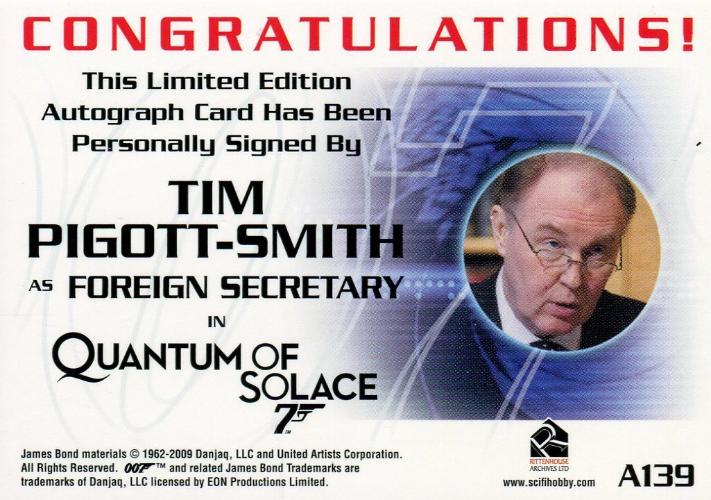 James Bond Heroes & Villains Tim Pigott-Smith as Secretary Autograph Card A139   - TvMovieCards.com