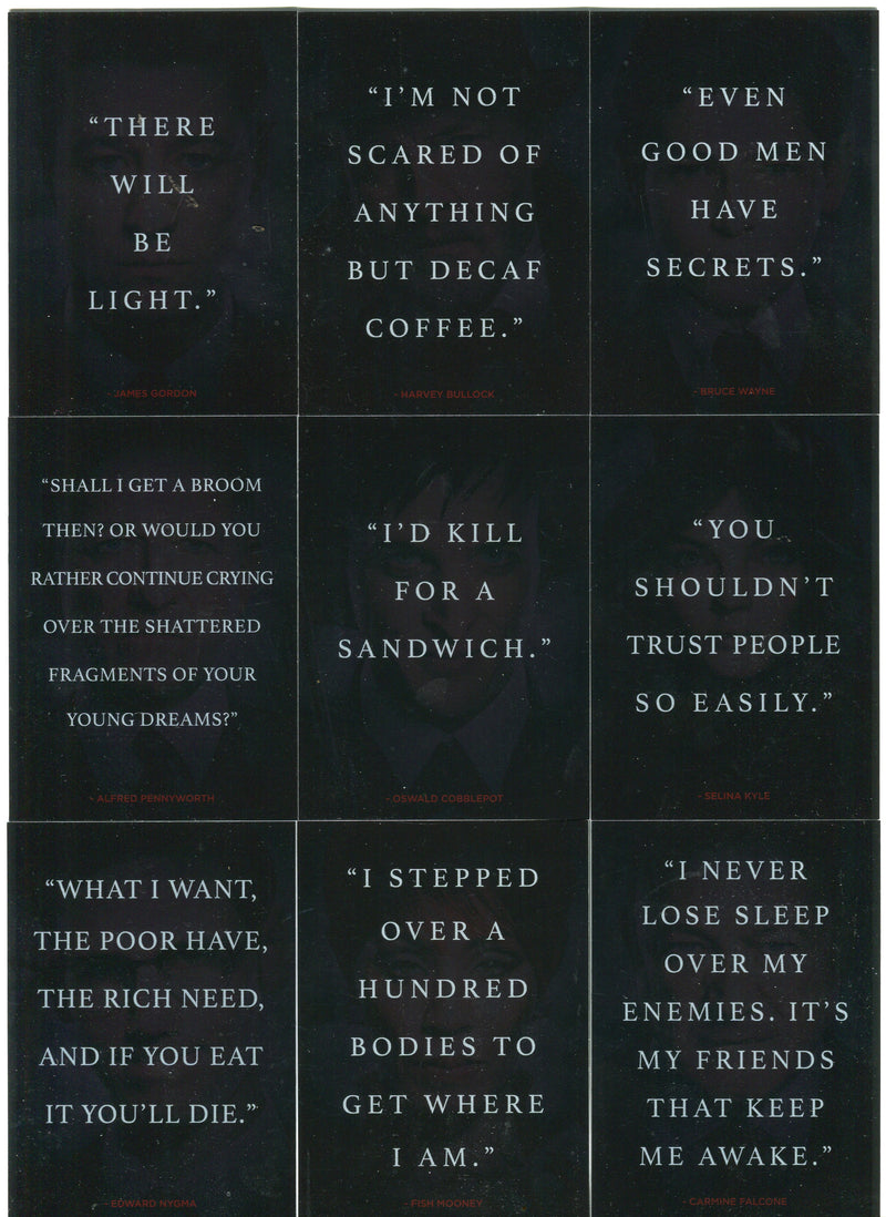 2016 Gotham Season 1 Silver Foil Parallel Quotes Chase Card Set Q1-Q9   - TvMovieCards.com
