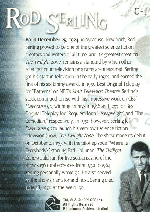 Twilight Zone Premiere Edition Commemorative Chase Card C1   - TvMovieCards.com