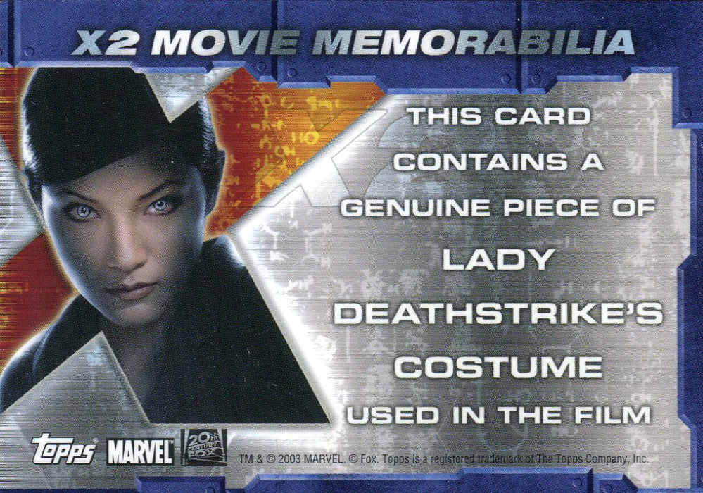 X-Men United X2 Movie Lady Deathstrike Memorabilia Costume Card Topps 2003   - TvMovieCards.com