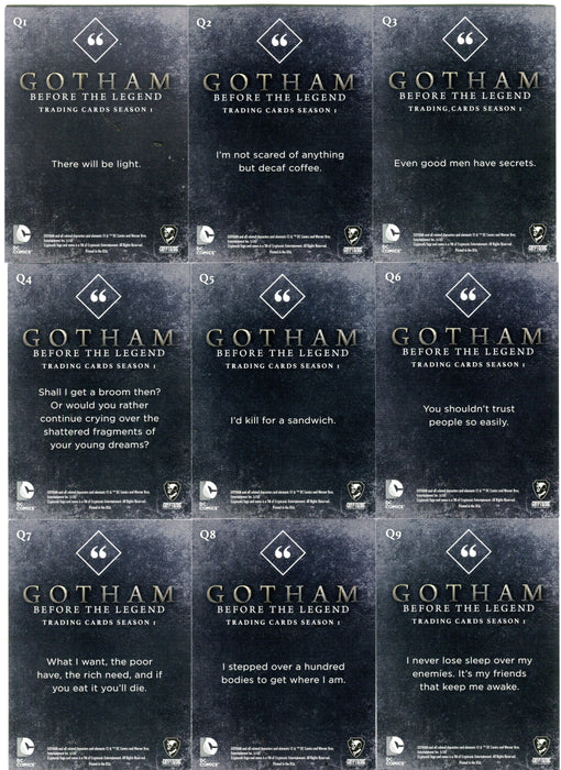2016 Gotham Season 1 Silver Foil Parallel Quotes Chase Card Set Q1-Q9   - TvMovieCards.com