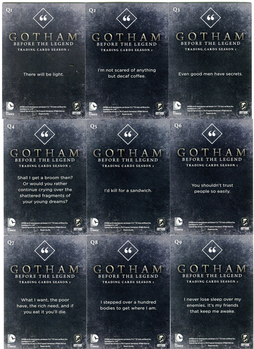 2016 Gotham Season 1 Quotes Chase Card Set Q1-Q9   - TvMovieCards.com