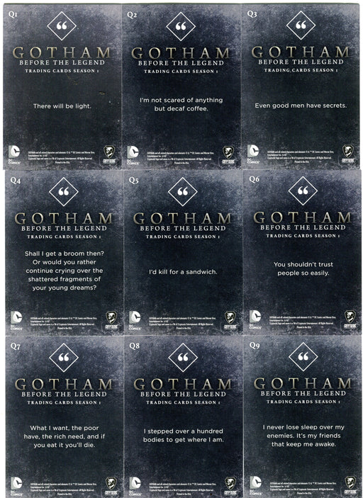 2016 Gotham Season 1 Quotes Chase Card Set Q1-Q9   - TvMovieCards.com