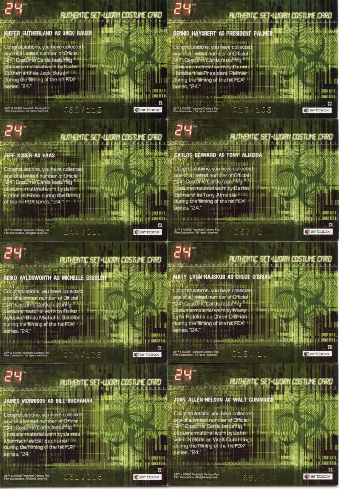 24 Twenty Four Season 5 Costume Card Set 15 Cards C1-C15   - TvMovieCards.com