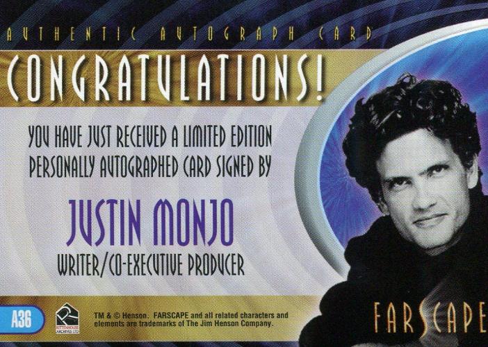 Farscape Through the Wormhole Writer Producer Justin Monjo Autograph Card A36   - TvMovieCards.com