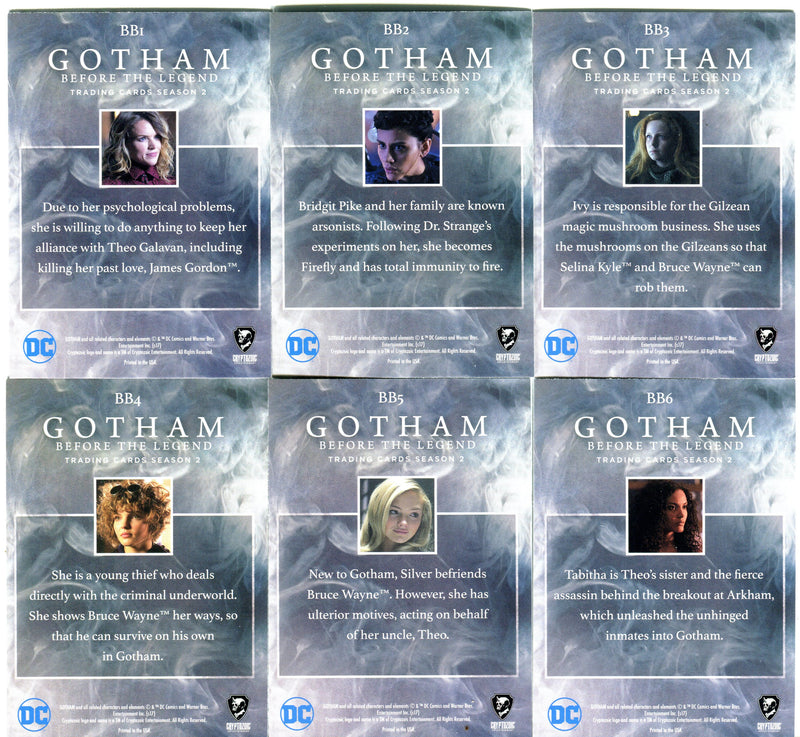 2017 Gotham Season 2 Silver Foil Parallel Bad and Beautiful Chase Card Set BB1-6   - TvMovieCards.com