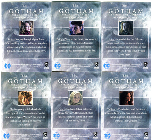 2017 Gotham Season 2 Silver Foil Parallel Bad and Beautiful Chase Card Set BB1-6   - TvMovieCards.com