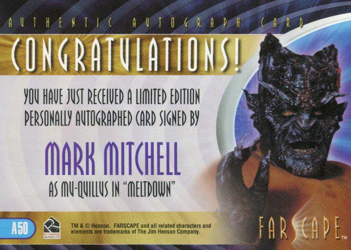Farscape Through the Wormhole Mark Mitchell Autograph Card A50   - TvMovieCards.com