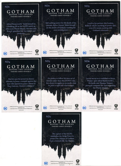 2017 Gotham Season 2 Penguin Parallel New Day, Dark Knights Chase Card Set ND1-7   - TvMovieCards.com