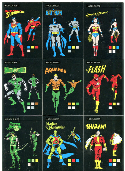 DC Comics Justice League Silver Foil Model Sheets Parallel Chase Card Set MS1-9   - TvMovieCards.com
