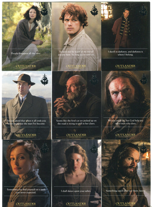Outlander Season 1 Fraser Crest Foil Stamp Quotes Parallel Chase Card Set Q1-Q9   - TvMovieCards.com
