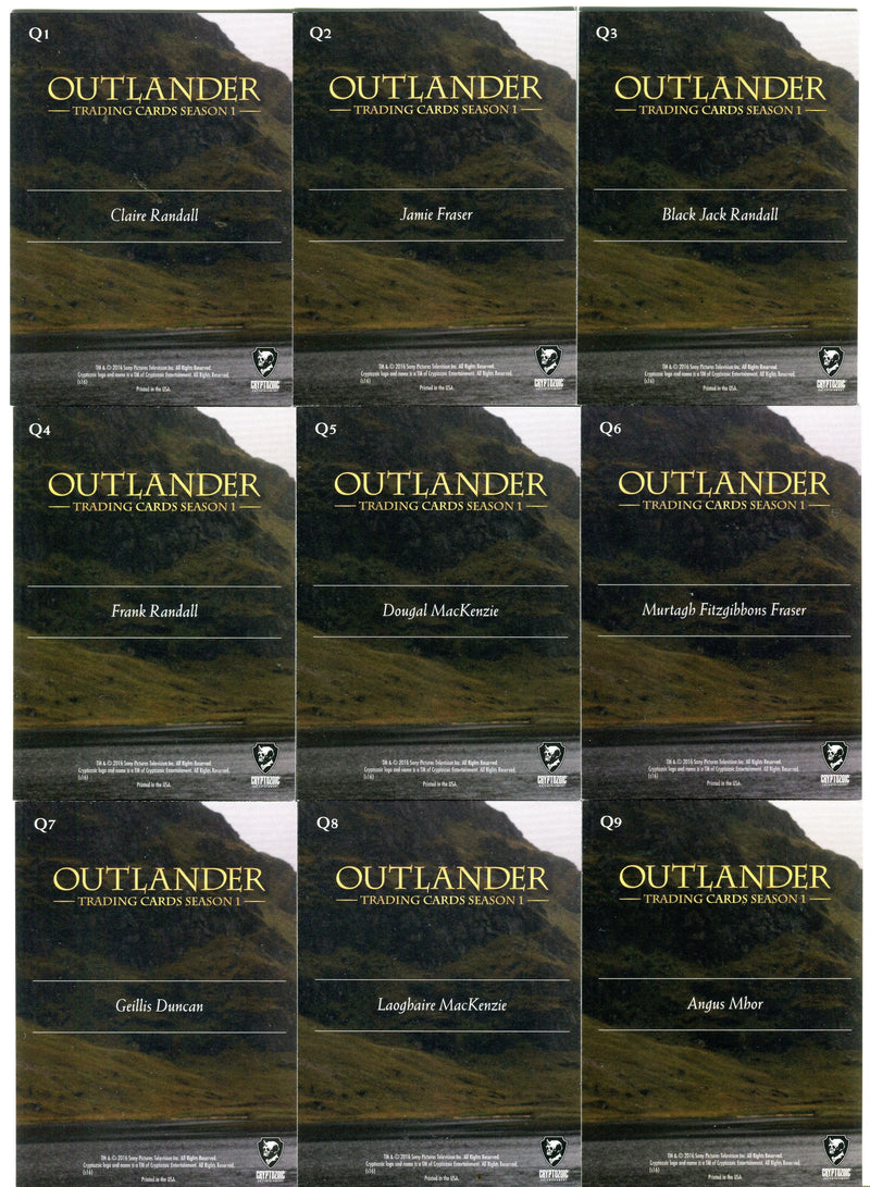 Outlander Season 1 Fraser Crest Foil Stamp Quotes Parallel Chase Card Set Q1-Q9   - TvMovieCards.com