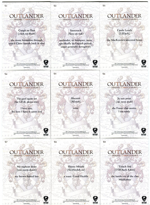 Outlander Season 1 Fraser Crest Foil Stamp Speak Parallel Chase Card Set S1-S9   - TvMovieCards.com