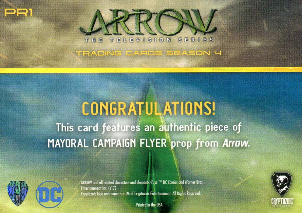 Arrow Season 4 Mayoral Campaign Flyer Limited Prop Card PR1 #63/99   - TvMovieCards.com