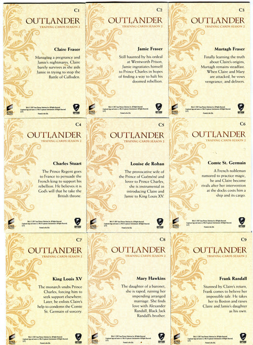 Outlander Season 2 Rainbow Foil Character Bios Parallel Chase Card Set C1-C9   - TvMovieCards.com