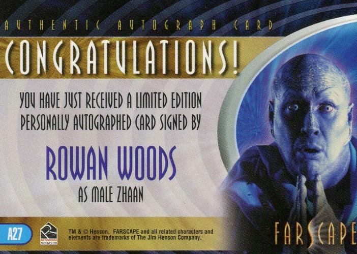 Farscape Season 4 Rowan Woods Autograph Card A27   - TvMovieCards.com