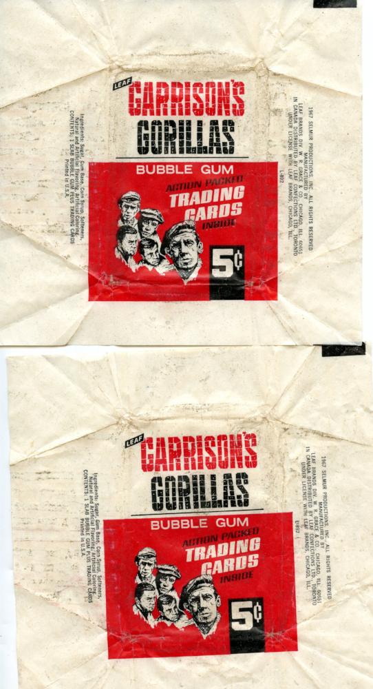 Garrison's Gorillas 1967 Empty Vintage 5 Cent Card Box + 2 Wrappers   - TvMovieCards.com