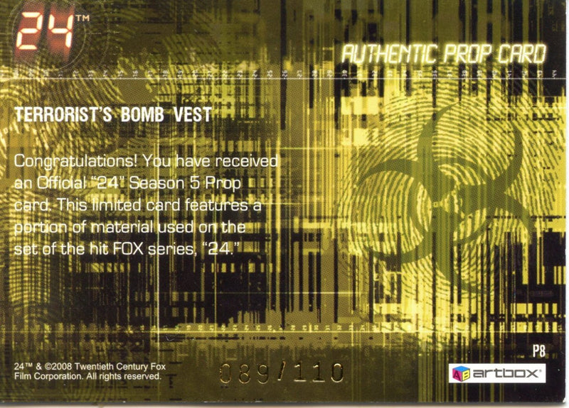 24 Twenty Four Season 5 Prop Card P8 Terrorist's Bomb Vest   - TvMovieCards.com