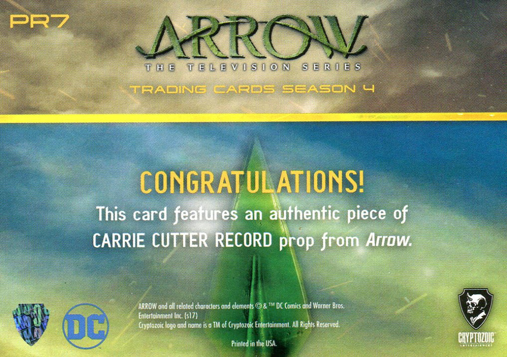 Arrow Season 4 Carrie Cutter Record Prop Card PR7   - TvMovieCards.com