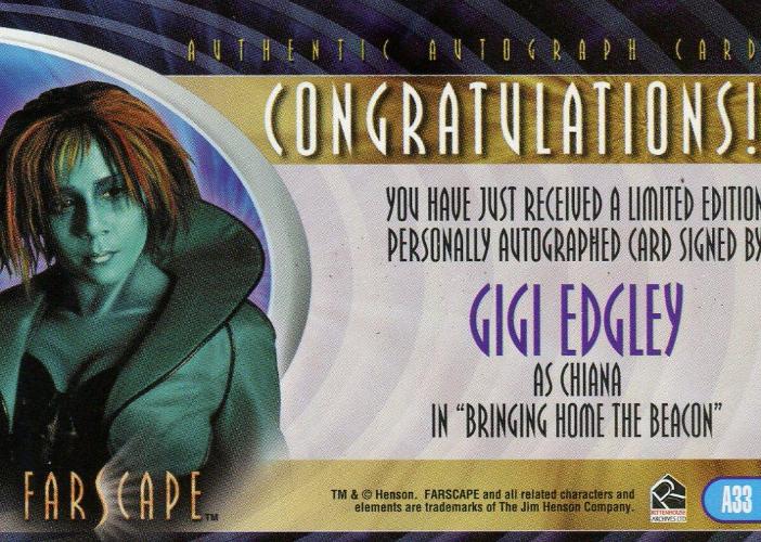 Farscape Season 4 Gigi Edgley as Chiana Autograph Card A33   - TvMovieCards.com