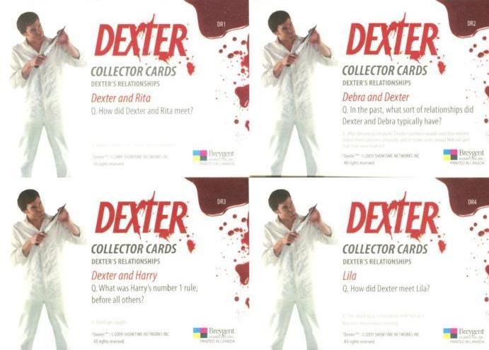 Dexter Seasons 1 & 2 Dexter's Relationships Foil Chase Card Set 4 Cards   - TvMovieCards.com
