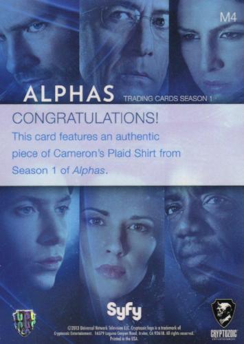Alphas Season 1 Cameron Hicks's Plaid Shirt Wardrobe Costume Card M4   - TvMovieCards.com