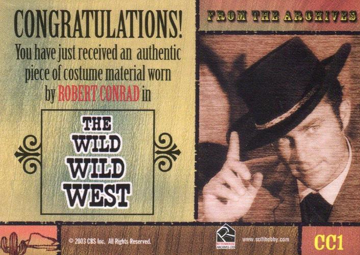 Wild Wild West Season 1 Robert Conrad as James T. West Costume Card CC1   - TvMovieCards.com
