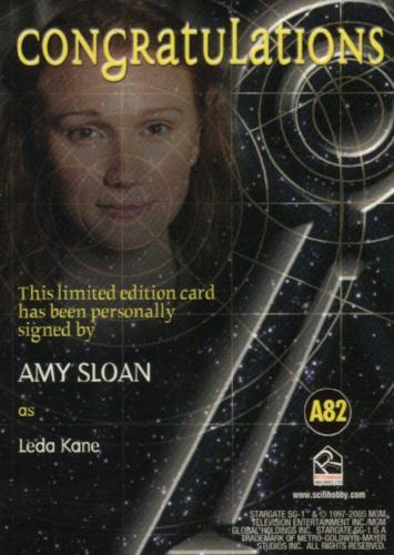 Stargate SG-1 Season Nine Amy Sloan Autograph Card A82   - TvMovieCards.com