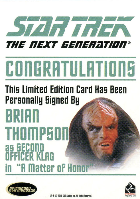 Star Trek TNG Heroes & Villains Brian Thompson Autograph Card   - TvMovieCards.com