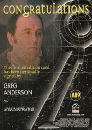 Stargate SG-1 Season Nine Greg Anderson Autograph Card A89   - TvMovieCards.com