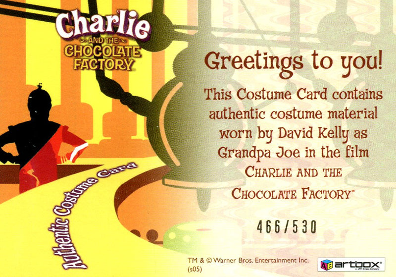 Charlie & Chocolate Factory David Kelly as Grandpa Joe Costume Card #466/530   - TvMovieCards.com