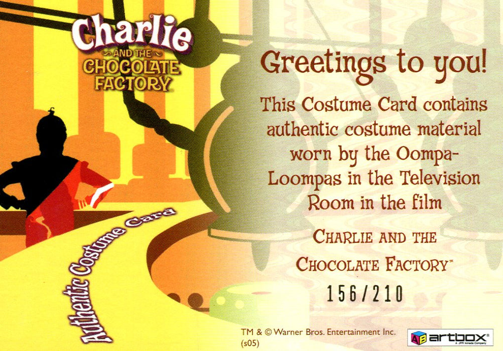 Charlie & Chocolate Factory Dealer Incentive Oompa Loompa Costume Card #156/210   - TvMovieCards.com