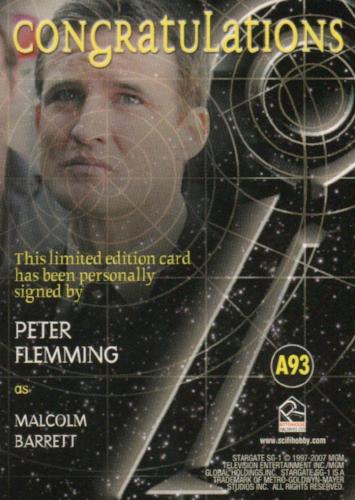 Stargate SG-1 Season Nine Peter Flemming Autograph Card A93   - TvMovieCards.com