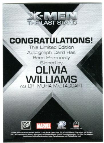 X-Men The Last Stand Autograph Card O. Williams as Dr. Moira MacTaggart   - TvMovieCards.com