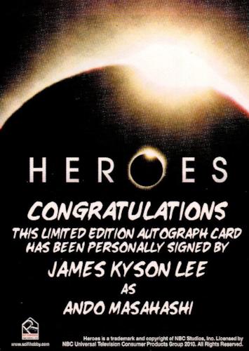 Heroes Archives James Kyson Lee as Ando Masahashi Autograph Card   - TvMovieCards.com