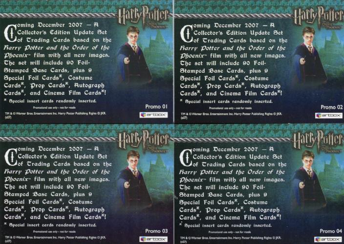 Harry Potter Order of Phoenix Update Bronze Foil Promo Card Set 4 Cards   - TvMovieCards.com