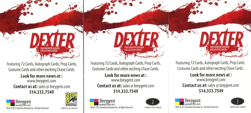 Dexter Season Four Promo Card Lot 3 Cards   - TvMovieCards.com