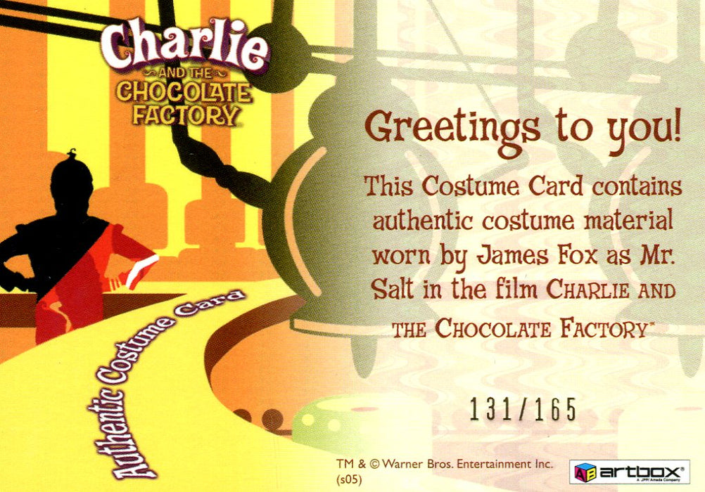 Charlie & Chocolate Factory James Fox as Mr. Salt Costume Card #131/165   - TvMovieCards.com