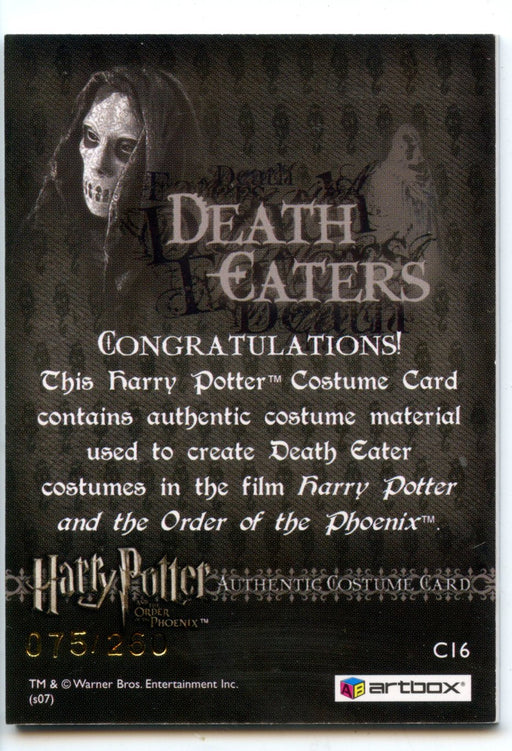 Harry Potter Order of Phoenix Death Eater Costume Card HP C16 #075/260   - TvMovieCards.com