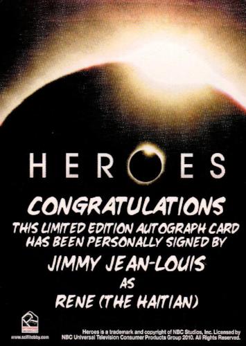 Heroes Archives Jimmy Jean-Louis as Rene Autograph Card   - TvMovieCards.com