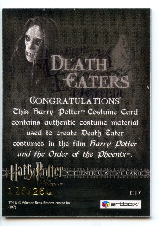 Harry Potter Order of Phoenix Death Eater Costume Card HP C17 #129/260   - TvMovieCards.com