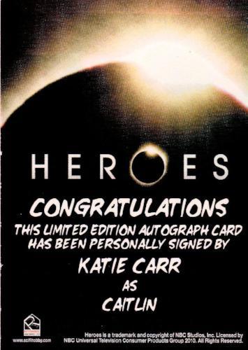 Heroes Archives Katie Carr as Caitlin Autograph Card   - TvMovieCards.com