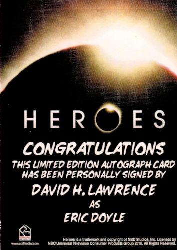 Heroes Archives David H. Lawrence as Eric Doyle Autograph Card   - TvMovieCards.com