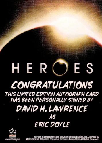 Heroes Archives David Lawrence as Eric Doyle Autograph Card   - TvMovieCards.com