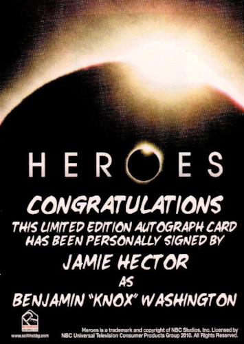 Heroes Archives Jamie Hector as Benjamin "Knox" Washington Autograph Card   - TvMovieCards.com