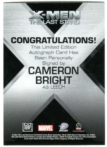 X-Men The Last Stand Autograph Card Cameron Bright as Leech   - TvMovieCards.com